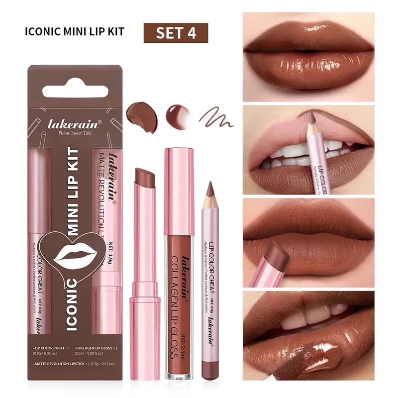 5 สี Lip Liner + ชุดลิปสติกและ Lip Stain Easy Coloring Matte Lip Kit ลิปสติก Long Lasting Red ลิปสติก Lip แต่งหน้าชุด — image 10