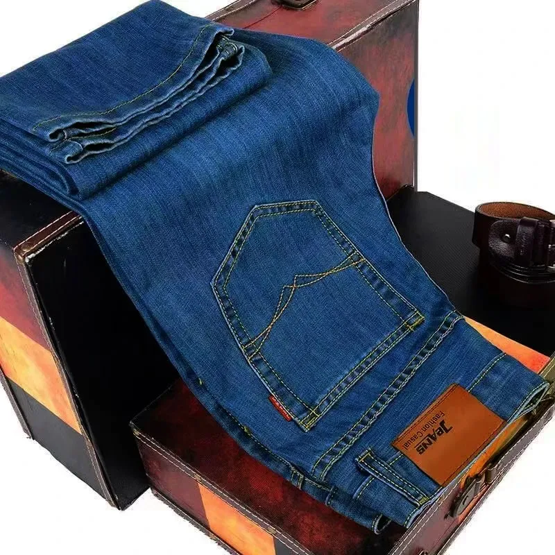 Business Jeans Men Straight Versatile Youth Middle-aged Denim Cheap Work Site Electric Welding Mason Bricklayer Pants Fashion