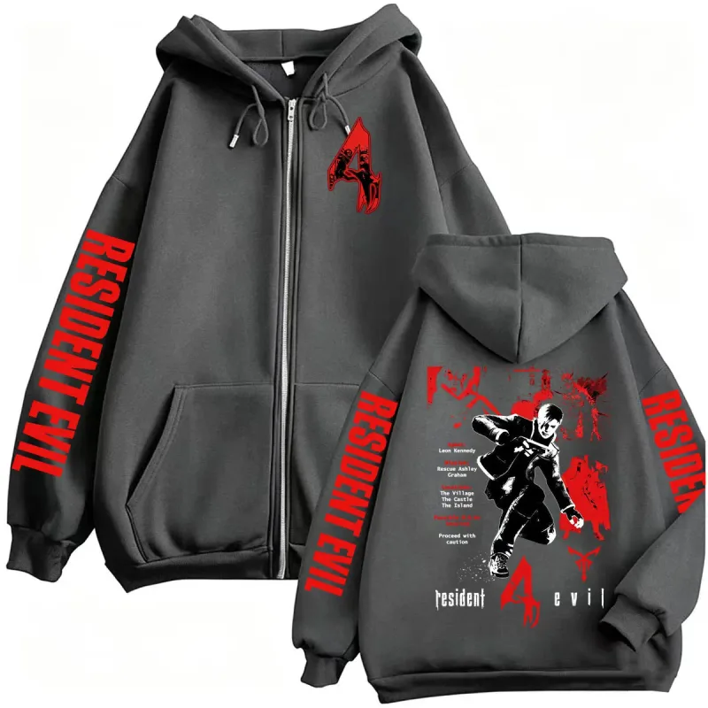 Limited Resident Evil Requiem Leon Kennedy Zipper Hoodies Men Women Harajuku Fashion Jacket Sweatshirts Long Sleeve Zip Up Coats — image 5