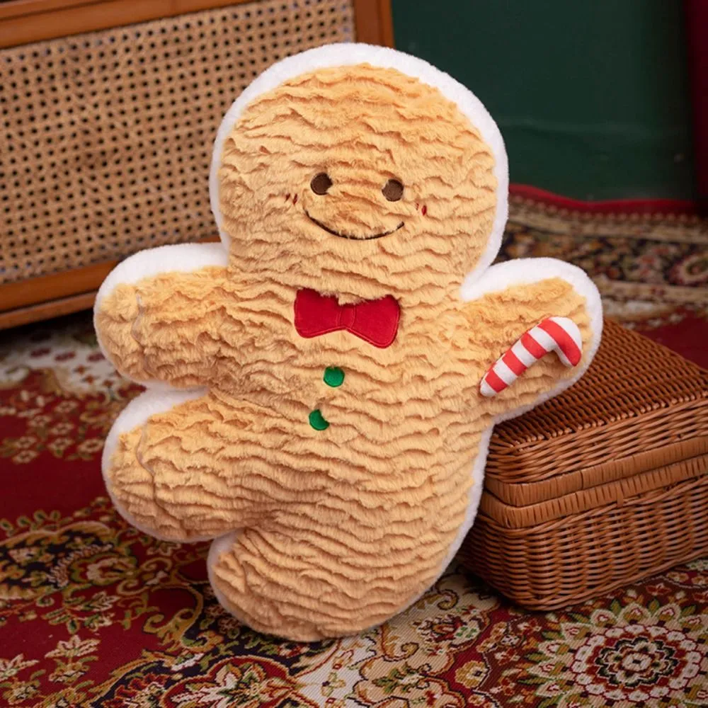 Bonito forma criativa travesseiro de natal macio recheado confortável gingerbread homem almofada sazonal padrão cintura almofada decoração para casa — image 3