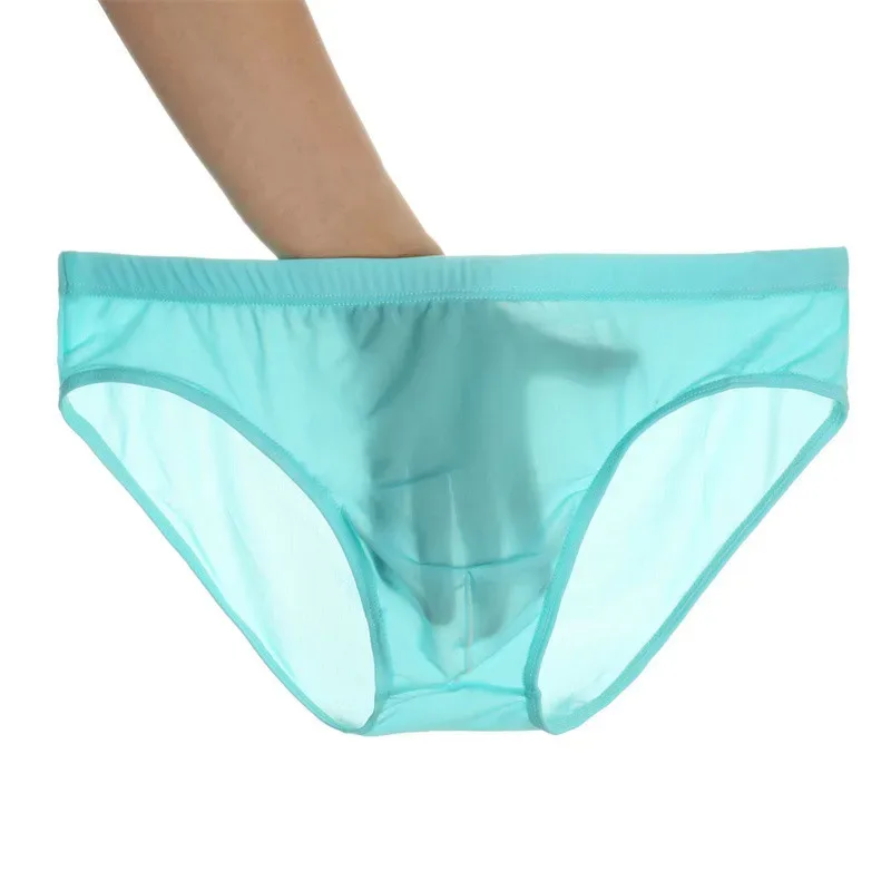 2PCS 울트라 얇은 얼음 실크 팬티 남자 플러스 사이즈 M-4XL 솔리드 컬러 청소년 반투명 낮은 허리 통기성 섹시한 남성 팬티 — image 9