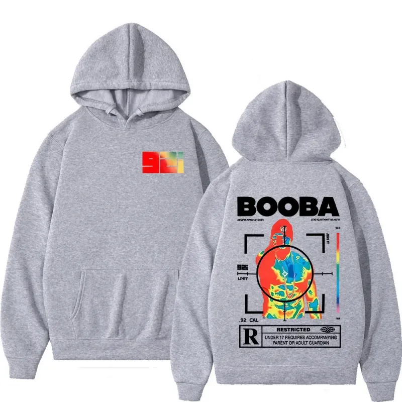 프랑스 랩퍼 BOOBA B2O 투어 2025 후드 티 남성 복고풍 스타일 힙합 긴 소매 후드 티셔츠 의류 오버 사이즈 풀오버 — image 8