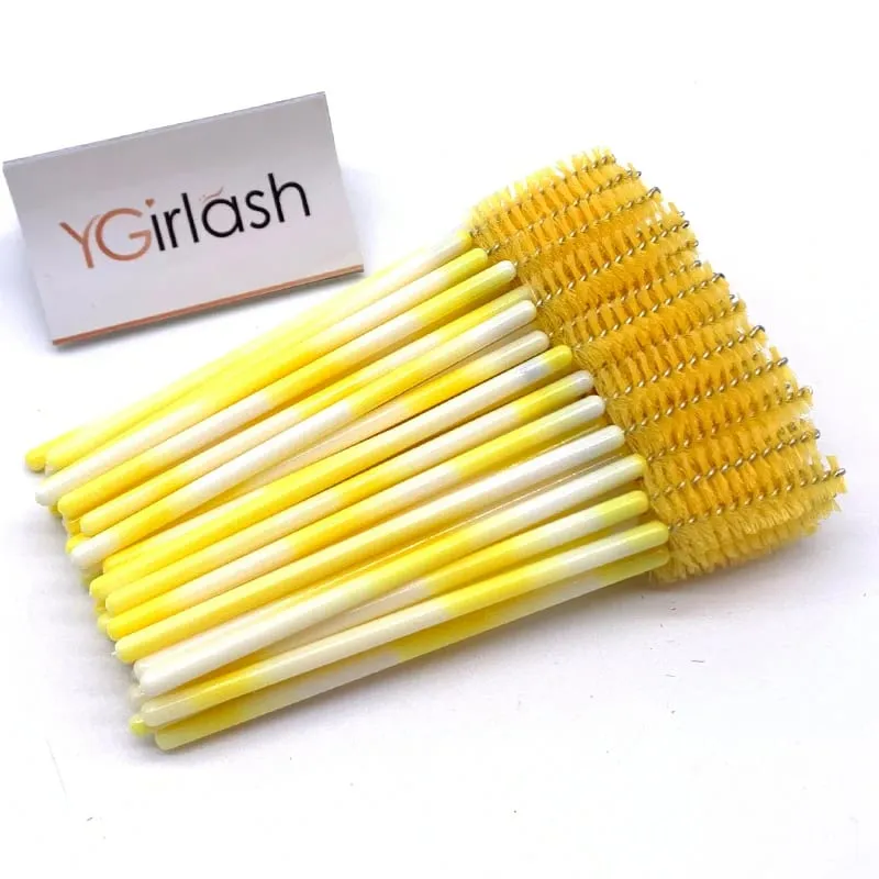 YGirlash 50 יחידות Lash Swans מוליך ריסים קריסטל ידית יהלום חד פעמית שרביטי מסקרה ניילון מברשת כלים קוסמטיים