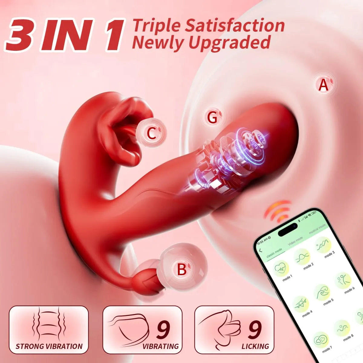 Luxurious Field 3 IN 1 APP Control Tongue licking Vibrator Dildo Sex Toys for Women G Spot Clitoral Stimulation Massager Adults
