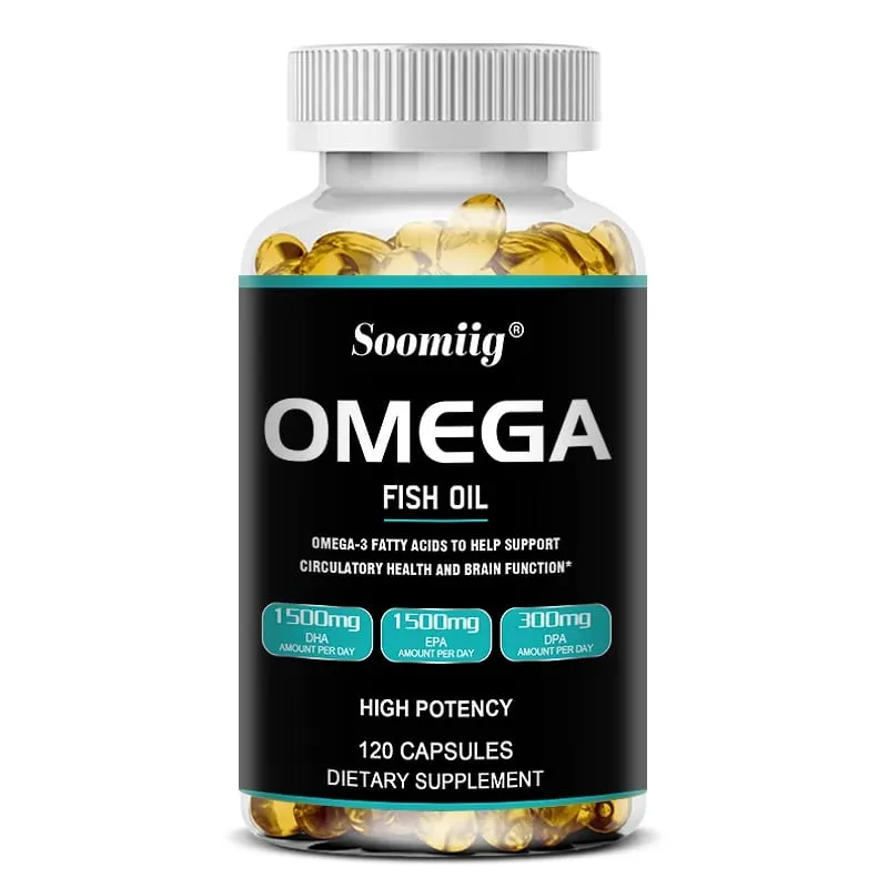 Omega 3 Fish Oil Softgels 3300mg High Potency with EPA & DHA Supports Energy Brain Heart Joint Eye Skin & Immunity Health