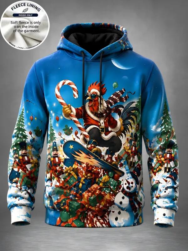 3D Print Christmas Fleece Hoodie Polar Bear Pizza Beer Home Party Pullover Long Sleeve Kangaroo Pocket Holiday Sweatshirt — image 4