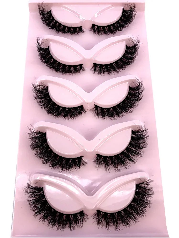 New Cat Eye Lashes 5/7/10 pairs 3D Faux Mink Eyelashes Winged Fluffy Fake Lashes Soft Natural long Full Strip Lash Make — image 7
