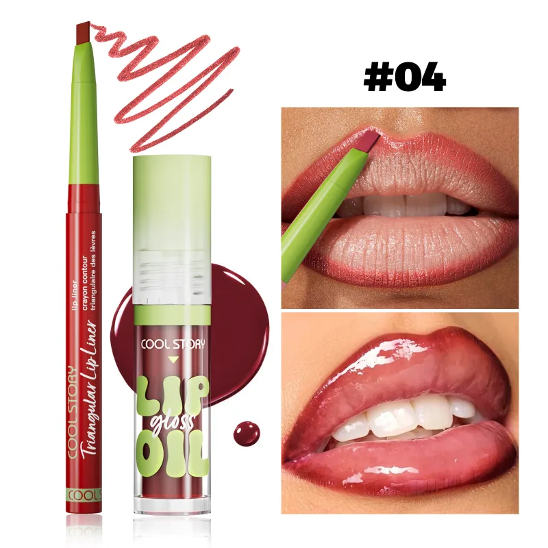 Juego de brillo de labios 2 uds., lápiz labial 2 en 1, Kit de maquillaje de contorno de labios suaves, delineador de labios mate para mujeres, Combo de aceite voluminizador, cosmético — image 11