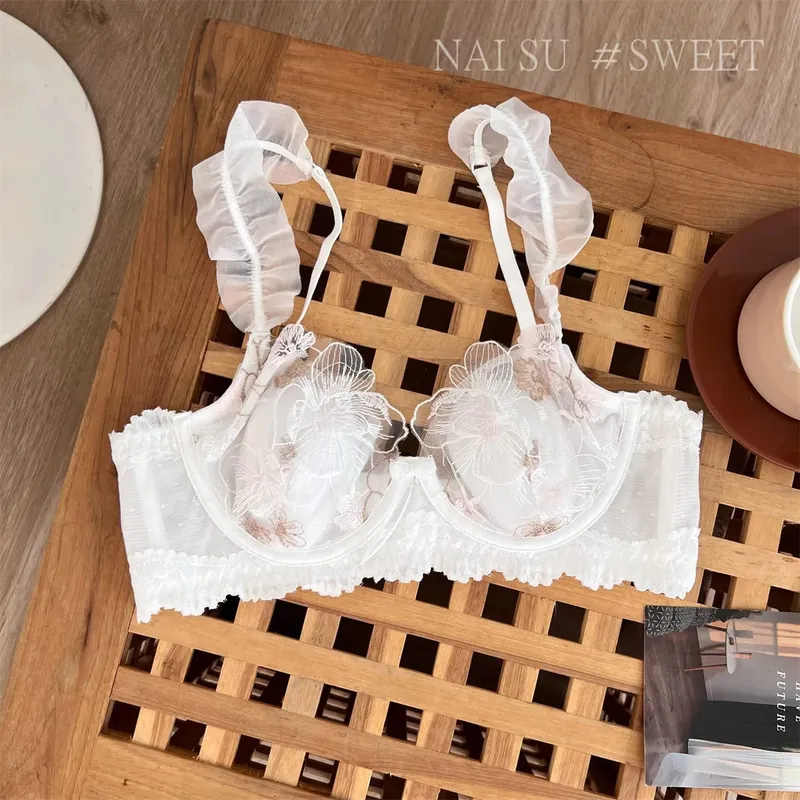 Soutien-gorge minimiseur Sexy, grand buste, oreillettes de lapin, Bralette en dentelle française, Ultra fine, rétro, sans fil, ensemble confortable, S-XL Tushy — image 9