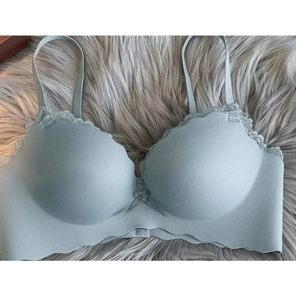 セクシーWomen Wireless Seamless Bra Set One‑Piece Push‑Up Brassiere Small Bust Side Support Anti‑Sag Soft Ladies Intimates Lingerie