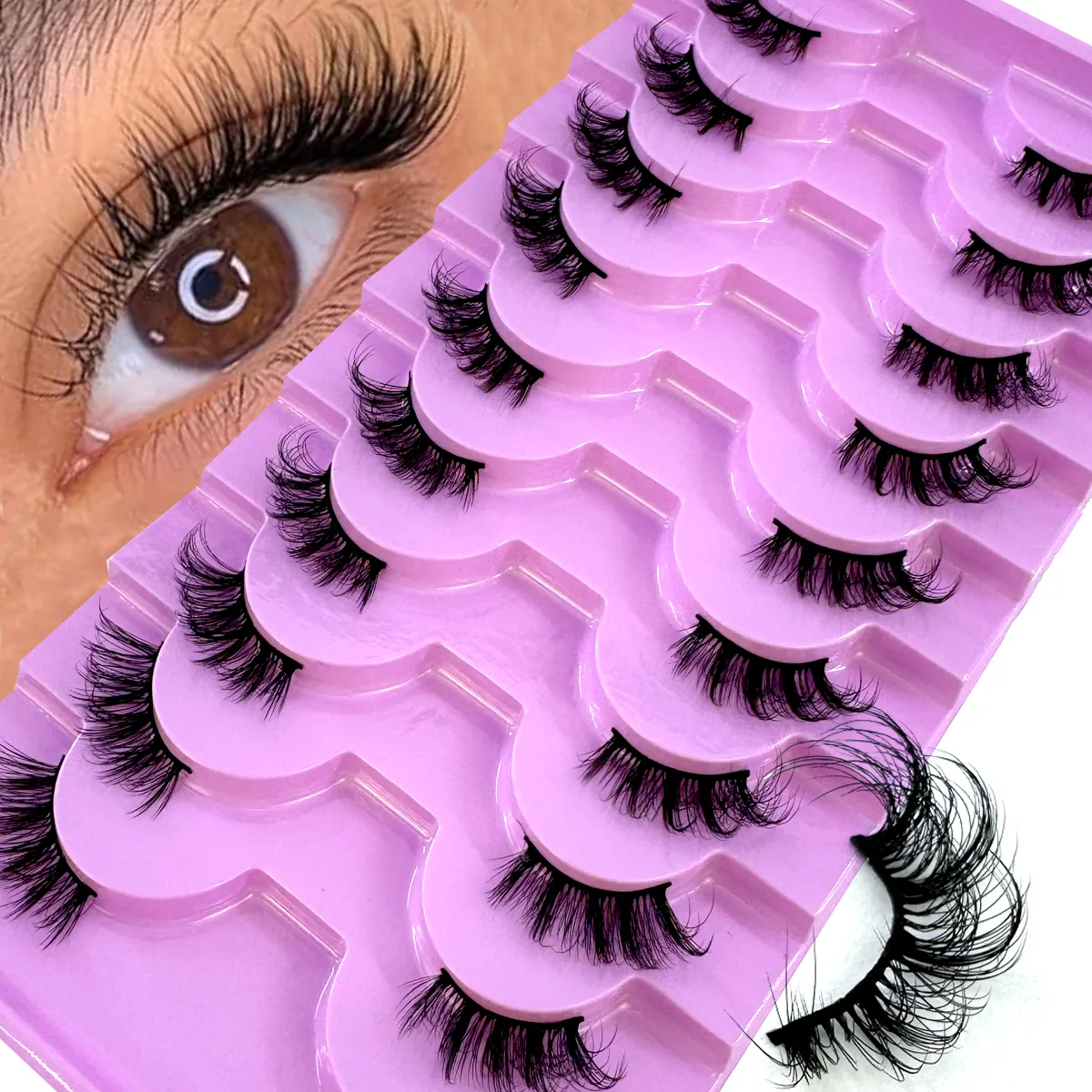 Half Lashes 10 Pairs Half Lashes Soft Natural Cat Eye Lashes Makeup Tool Fake Eyelashes Extension Fluffy Faux Cils — image 3
