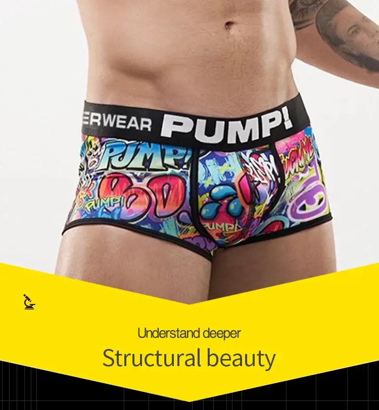 1 Chiếc Nam Cotton Nylon Pha Quần Sịp Boxer Toàn Graffiti In Rộng Dây Thắt Lưng Co Giãn Không Bó Sát Thời Trang thể Thao Quần Lót — image 8