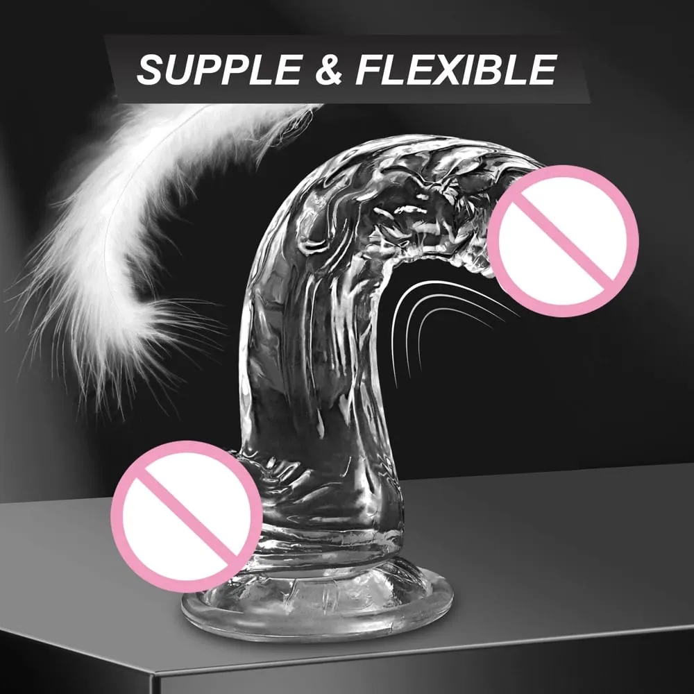 Consolador suave realista para mujeres, pene transparente para principiantes con ventosa fuerte, juego manos libres para masturbador sexual para adultos — image 2