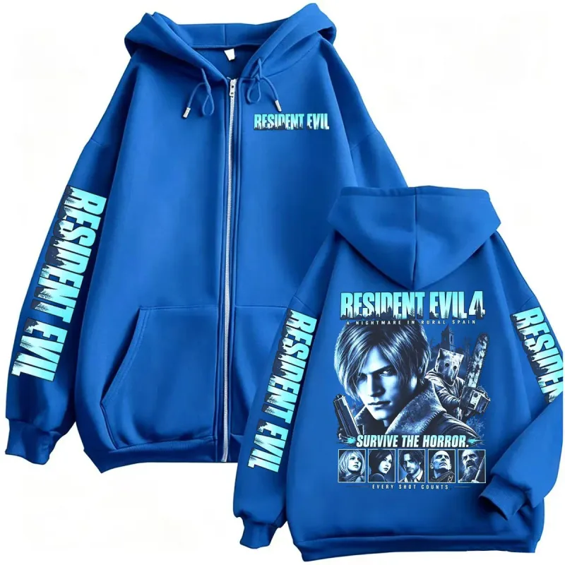 Resident Evil Requiem Zip Up Hoodies Leon Kennedy Horror Game Zipper Hoodie Men's Women Harajuku Classic Jacket Sweatshirt Coats — image 7