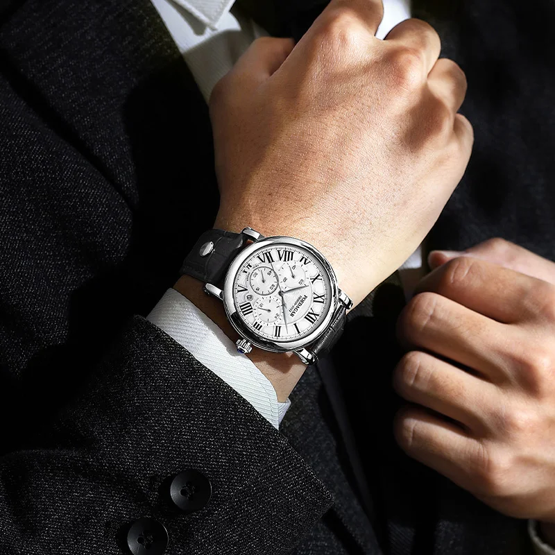 Luxury Quartz Men Wristwatch Chronograph Date Business Male Watch Waterproof Leather Fashion Men's Watches Reloj Hombre — image 5