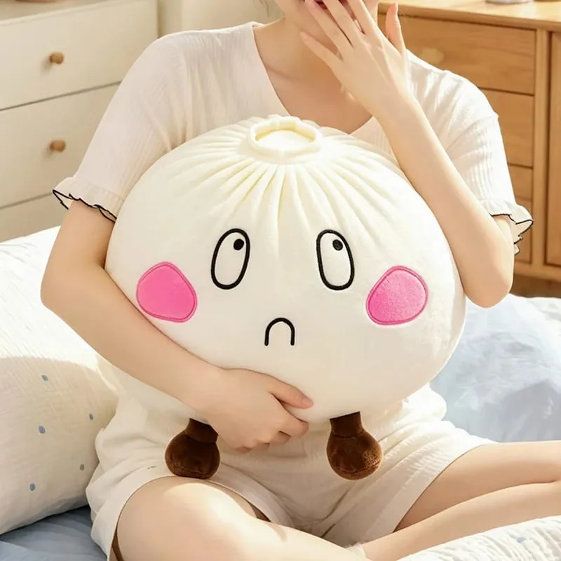 Kawaii Steamed Bun Plush Pillow Cartoon Baozi Stuffed Toy with Legs Soft Food Shape Cushion Funny Decor Birthday Gift for Girls