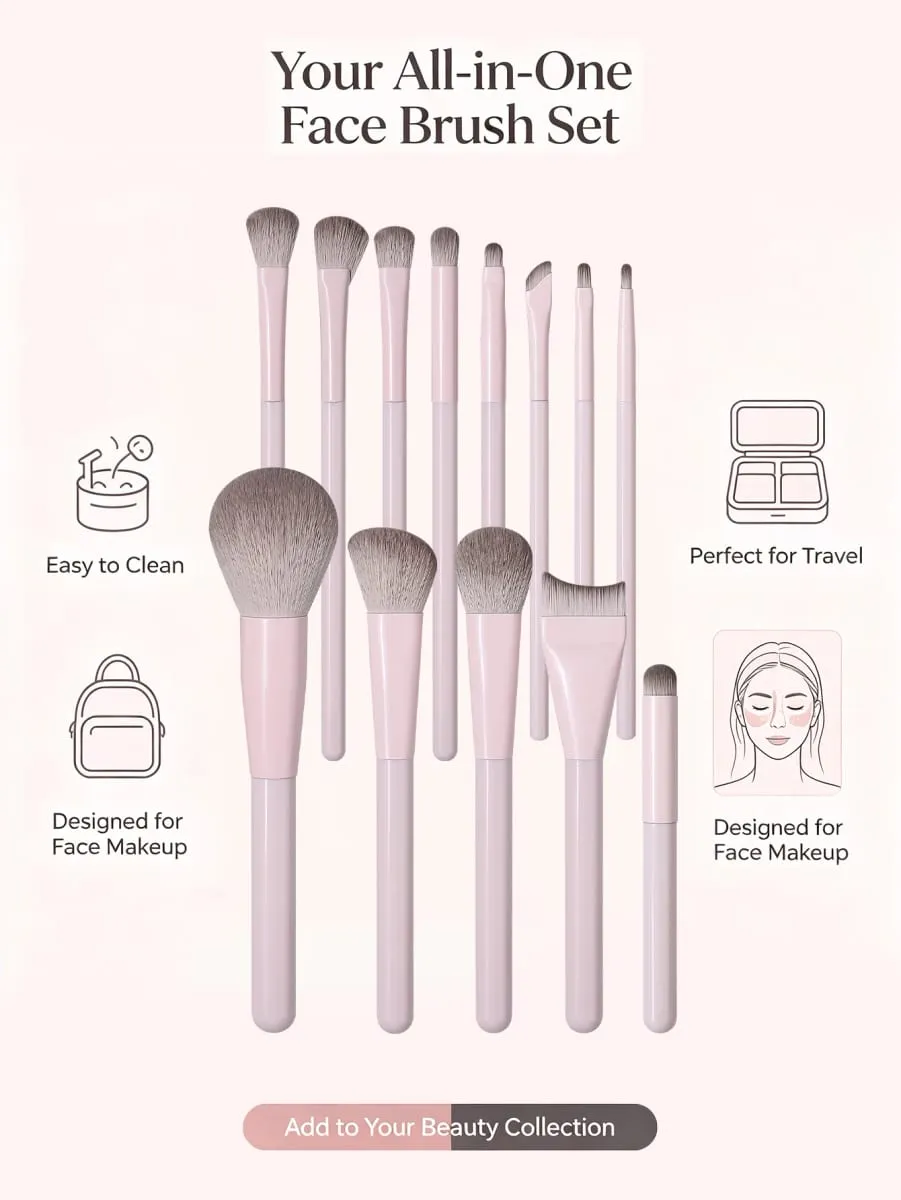 Professional Makeup Brush Set Foundation Blush Eyeshadow Eyebrow Contour Powder Brush Complete Makeup Tools Kit Travel Essent — image 5