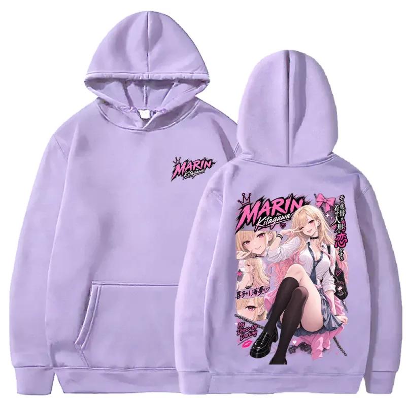 Trendy Anime Marin My‑Dress‑Up Darling Hoodies Harajuku Streetwear Long Sleeve Casual Fleece Hooded Pullover Men Women Clothing