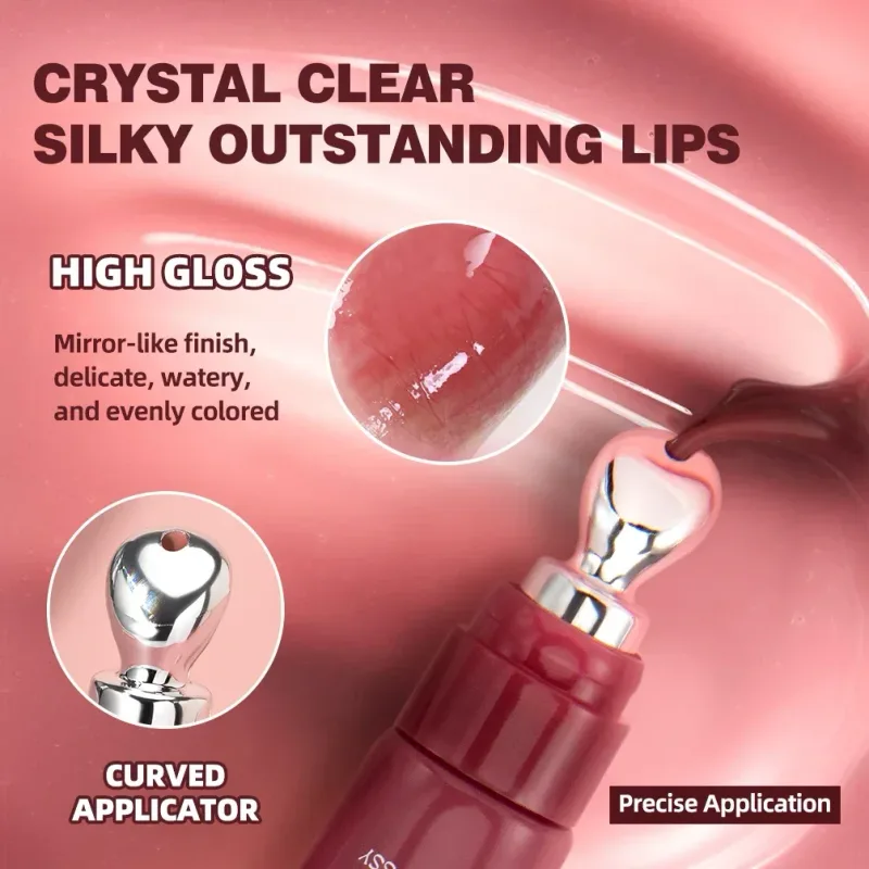 4 Colors Mirror Pearl Fine Shimmering Hydrating Pipe Lip Gloss Moisturizing Crystal Gloss Lip Glaze Layering Lip Makeup