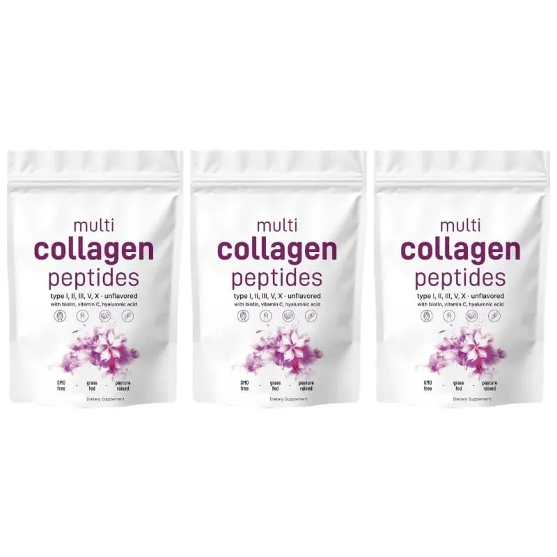 Bubuk Peptida Multi Kolagen Tipe I II III V dengan Biotin Vitamin C & Asam Hyaluronic Mendukung Kuku Rambut Kulit untuk Pria Wanita