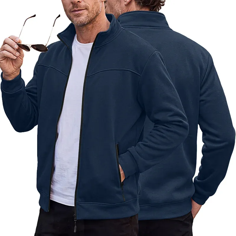 Four Seasons men's full-zip soft-shell jacket with stand-up collar, side pockets, long sleeves and relaxed casual style