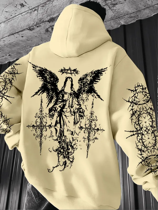 Gotische stijl engelenprint hoodies heren dames buiten straat casual sport trend hiphop paar herfst winter sweatshirt met lange mouwen — image 5