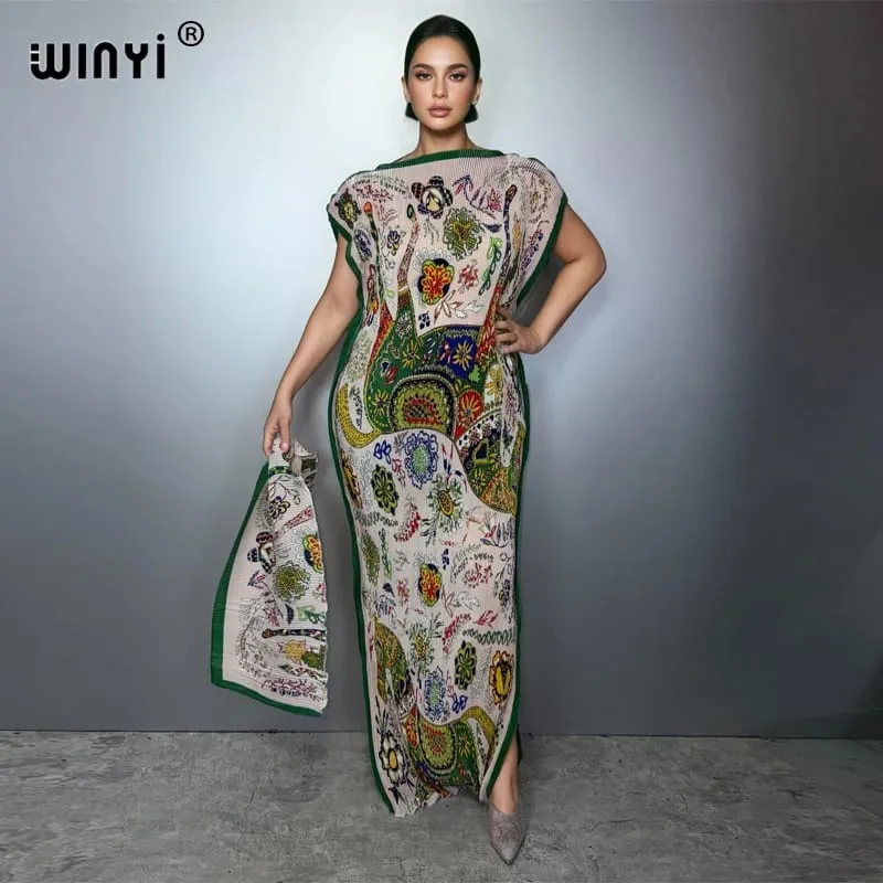 จีบ Elastic Slim ผู้หญิง Crumple ออกแบบจีบหรูหรา Abaya มุสลิมชุด Poncho สำหรับผู้หญิงชายหาด Kaftan — image 12
