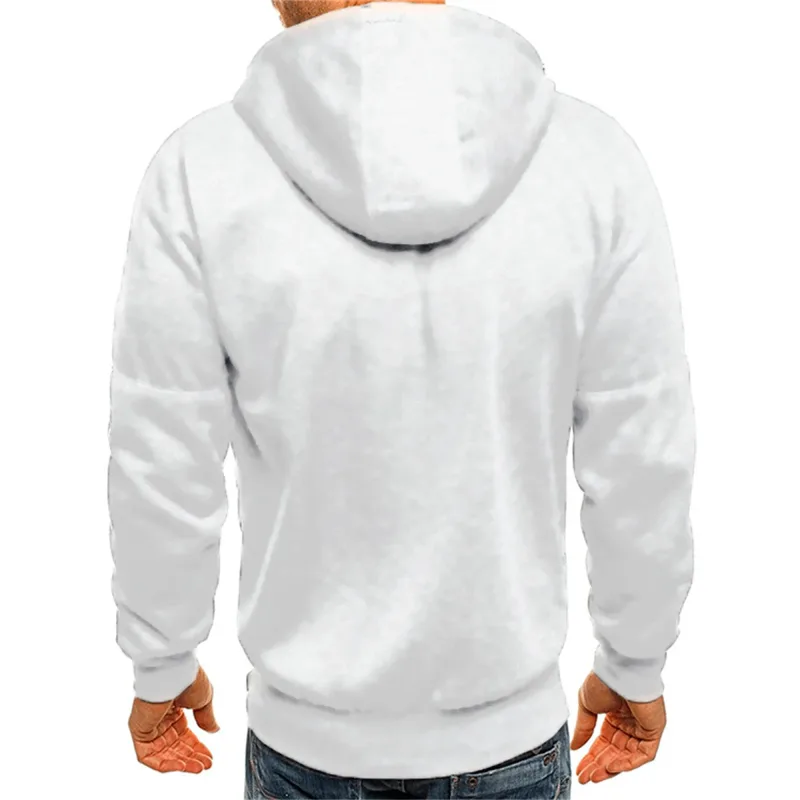 Men's Grey Hooded Sweatshirt Full Zipper Casual Sportswear with Pockets Orange Drawstring plus Size Available — image 5