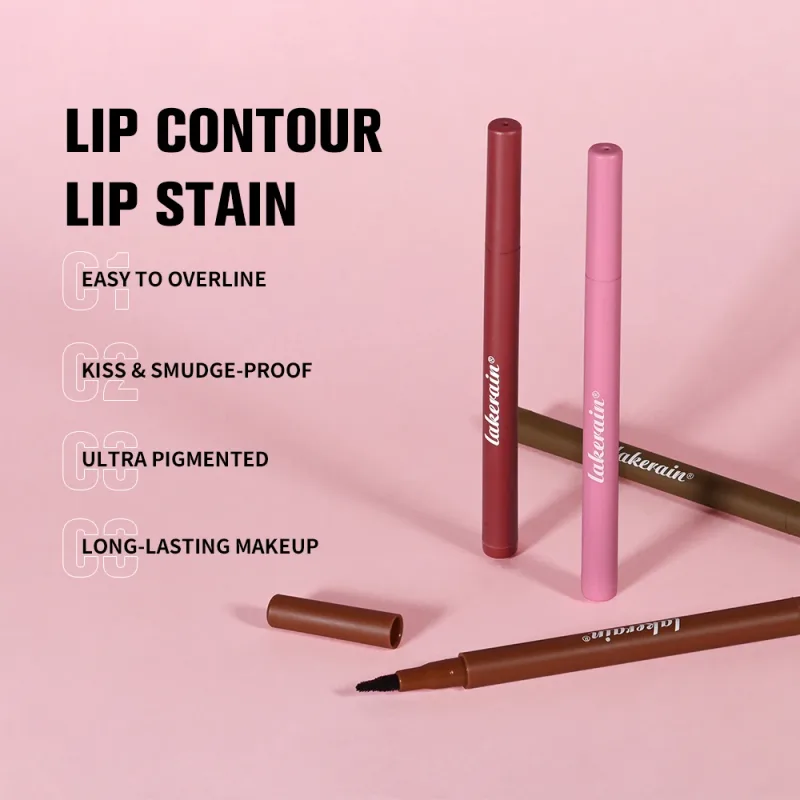 Lakerain Lip Contour Lip Stain Pen Nepřilnavý kalíšek odolný proti rozmazání, Hydratační kosmetický make-up na rty 2 v 1 Lip Stain & Liner — image 3