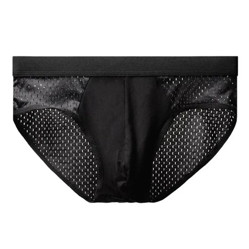 Herren-Unterwäsche aus Eisseide, atmungsaktiv, Bambus-Kohlenstofffaser, antibakteriell, bequem, hohl, Unterwäsche, Hose, kalt — image 3