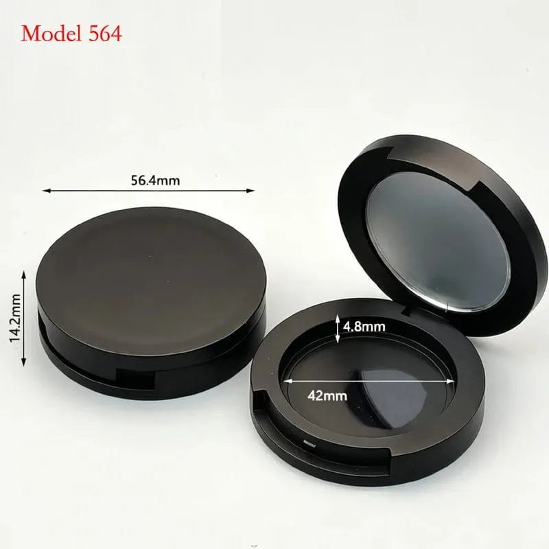 Preço do lote para cor preta forma redonda embalagem de maquiagem de plástico vazio compacto caso pó blush recipiente — image 7