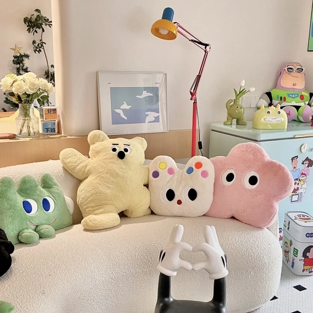 Celebridade feminino flor travesseiro sofá decoração kawaii gato urso almofada animais de pelúcia arco-íris floral aro coelho brinquedo de pelúcia natal — image 3