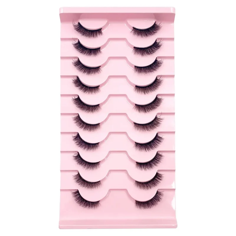 Bulu Mata Setengah Mata Kucing 3D 10 Pasang Bulu Mata Setengah Batang Bening Alami Ekstensi Bulu Mata Palsu Makeup Yang Dijamin Palsu Maquiag — image 6