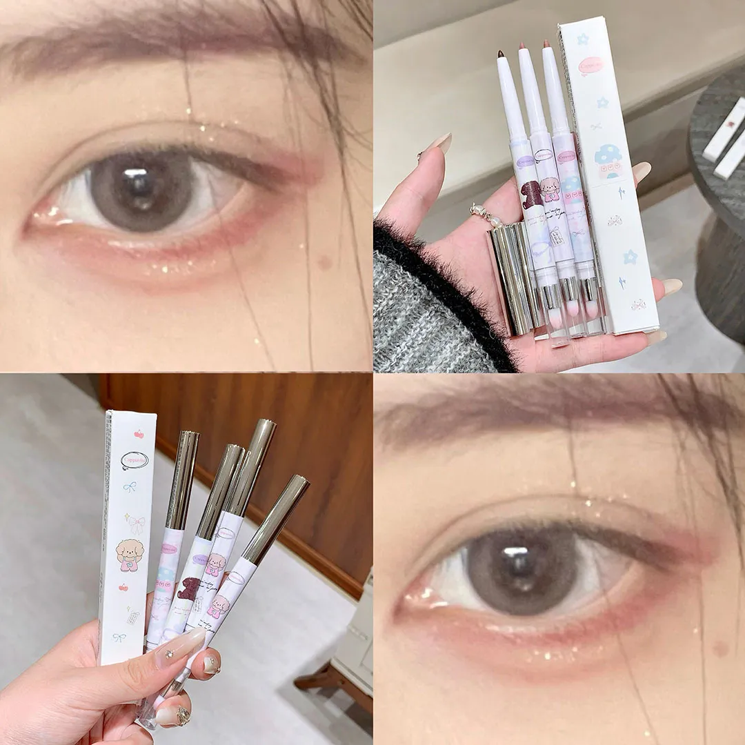 Pearlescent Grape Eyeliner Gel Med Pensel Blend Silkeblød Te Brun Pink Liggende Silkeorm Vandtæt Eye Liner Blyant Makeup — image 5