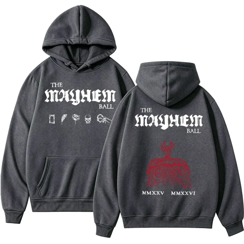 Lady Gaga The MAYHEM Ball Red Dress Hoodies Fashion Pop Music Vintage Sportwear Loose Fleece Casual Men Women Sweatshirt Gifts