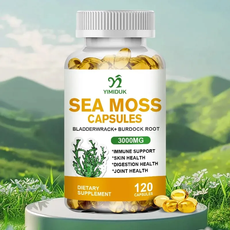 Buy 1 Get 1 Free! Organic Sea Moss Supplement for Thyroid & Skin Health Boosts Immunity Energy & Digestion GMP Certified