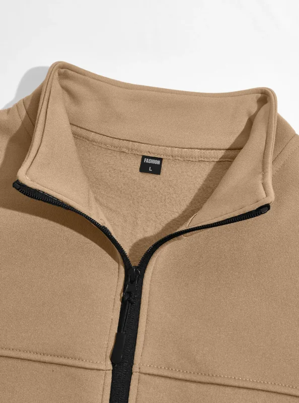 Four Seasons men's full-zip soft-shell jacket with stand-up collar, side pockets, long sleeves and relaxed casual style