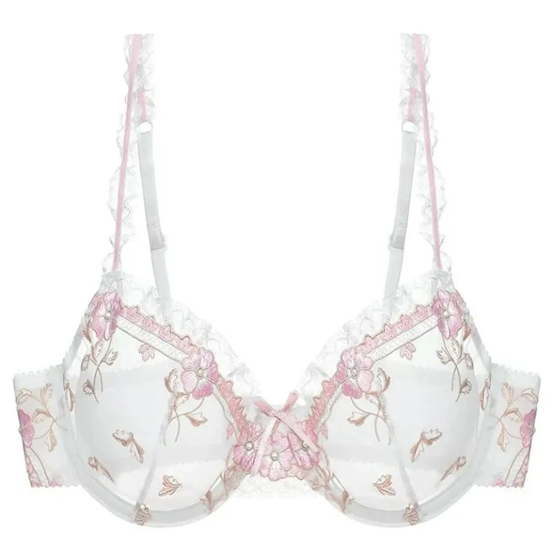 Delicate French Lace Lingerie Set White Mesh Embroidery Push‑Up Bra Panty Suit Plus Size Ladies Daily Wear Intimates — image 1
