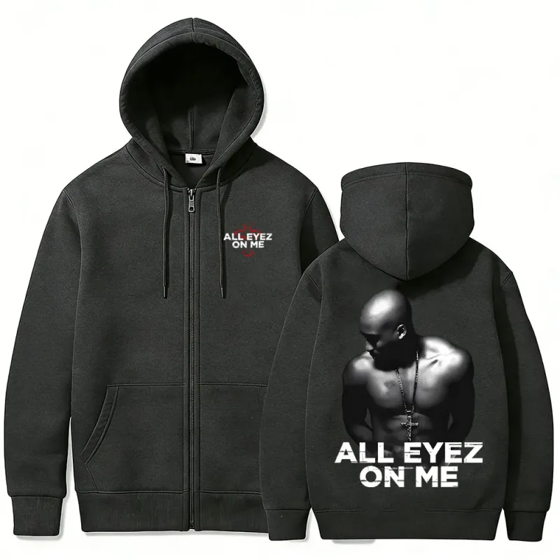 Рэпер Тупак 2pac All Eyez on Me Толстовка на молнии с крестом для мужчин и женщин в стиле хип-хоп модные толстовки на молнии Мужская повседневная уличная одежда большого размера — image 8