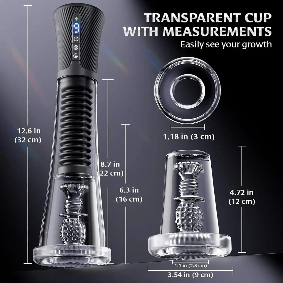 Male Masturbator Penis Pump Enlarger Transparent Visual Male Sex Toys for Men APP Control Vibrating Vacuum Suction Glans Trainer — image 4