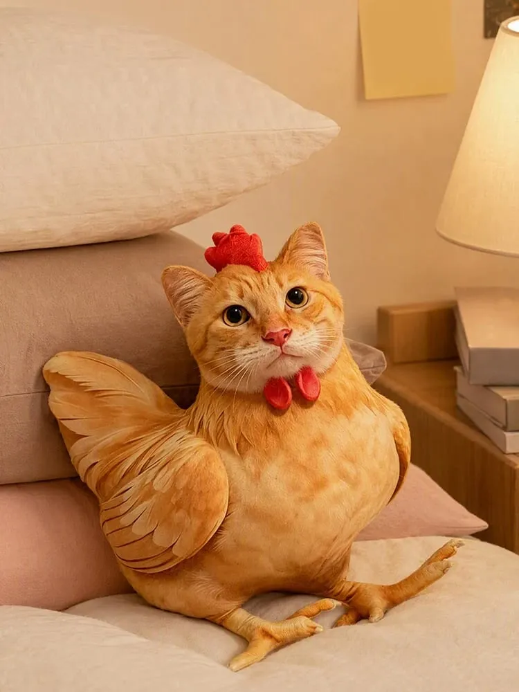 Chat poulet drôle nouveauté en peluche Animal en peluche canapé oreiller 3D coussin mignon chaton poupée chambre décor