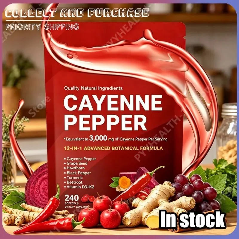Cayenne Pepper Softgels Supplement with Grape Seed Beetroot Turmeric Vitamins D3 K2 Herbal Supports Leg Vein Blood Vessel Health — image 1