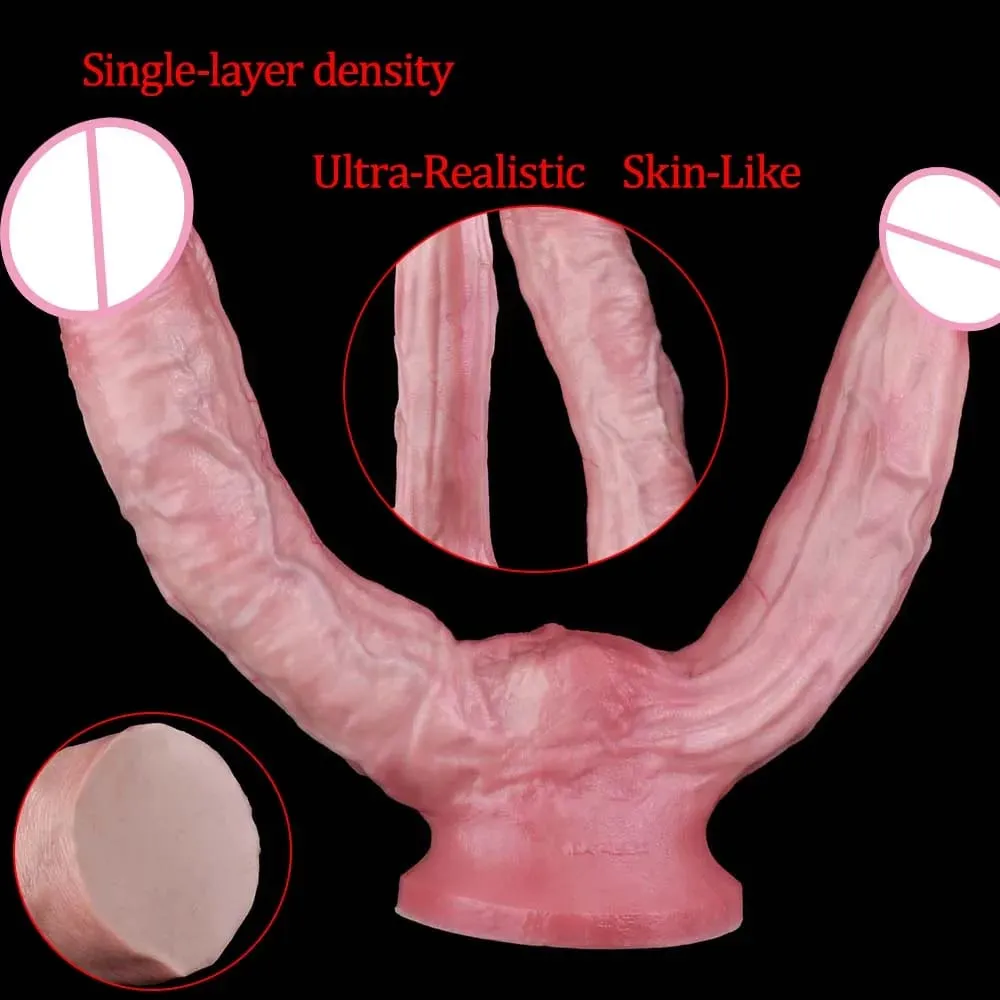 47cm Realistic Long Dildos Double Head Anal Vaginal Stimulator Sex Toy With Sucker For Lesbian Couples Gay Men Adult Tools
