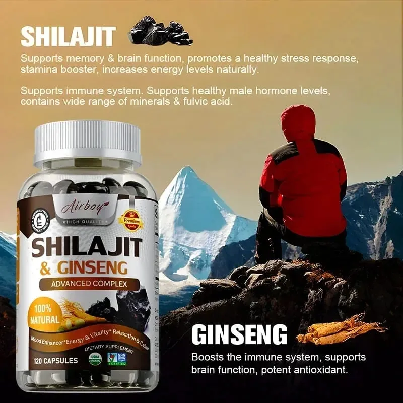 Shilajit und Ginseng – Energie- und Vitalitätsunterstützung, Verbesserung der geistigen Klarheit, Immununterstützung, Steigerung des Ausdauermuskelwachstums — image 3