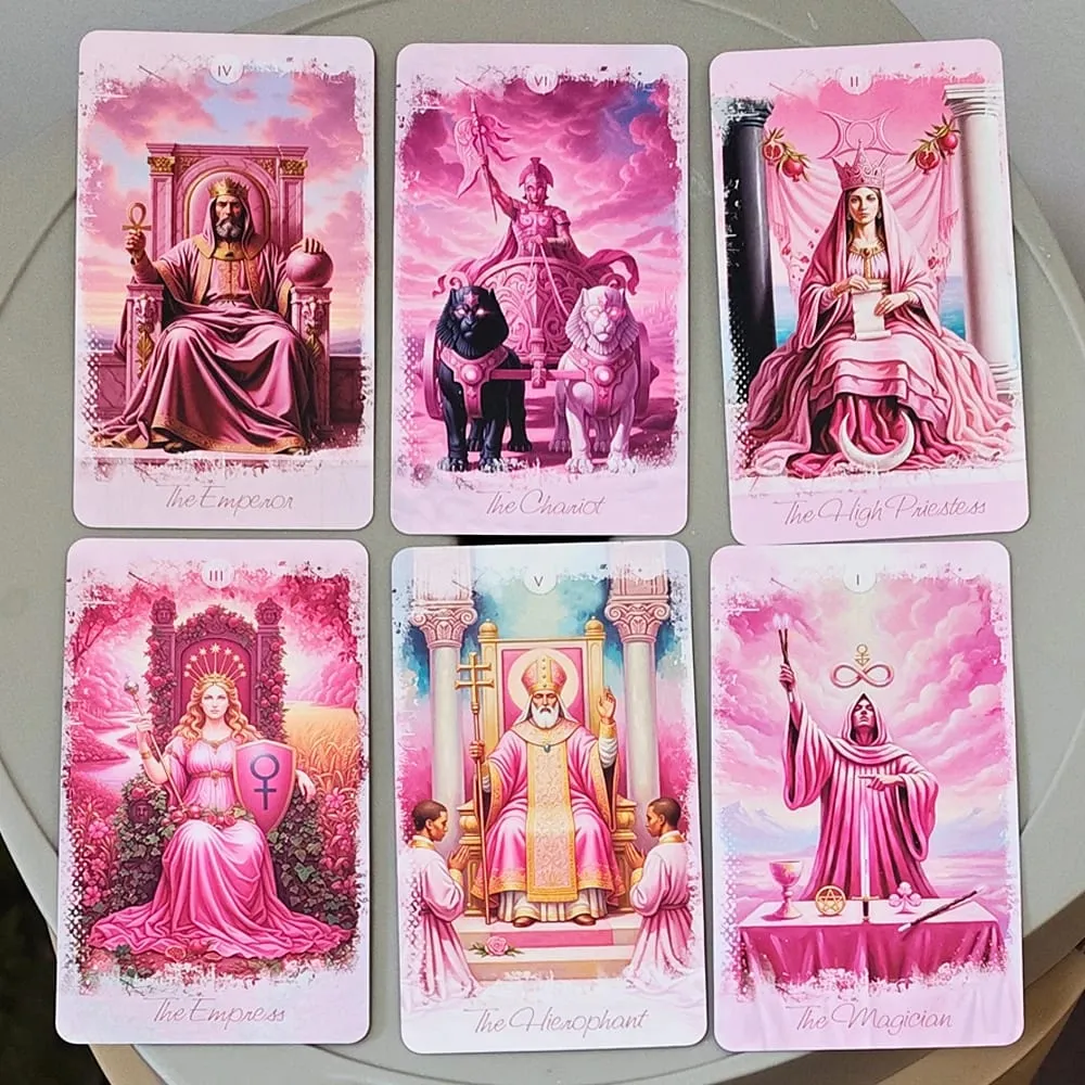 Rózsaszín romantikus fantázia tarot pakli bádogdobozban, 78 kártyás teljes pakli oktatókönyvvel 11*6,2 cm spirituális jóslás orákulum