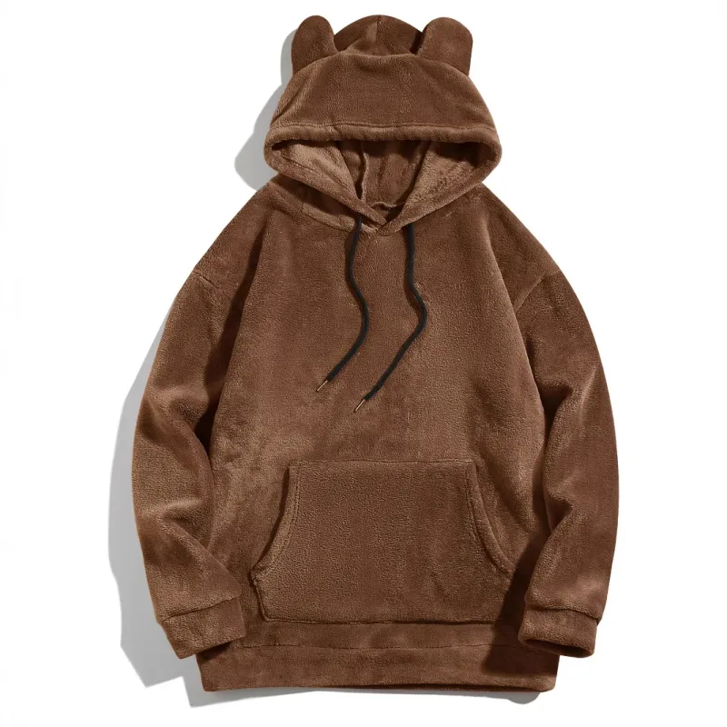 Men Autumn Winter Plus Size Hooded Coat Personality Fashion Casual Loose Daily Street Wear Male Hoodie Outerwear Tops — image 9