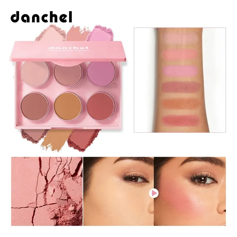 Matte Shimmer Nude Eyeshadow & 6 Tone Blush Powder Palette Kit de maquiagem facial de longa duração misturável com pincéis aplicadores — image 6