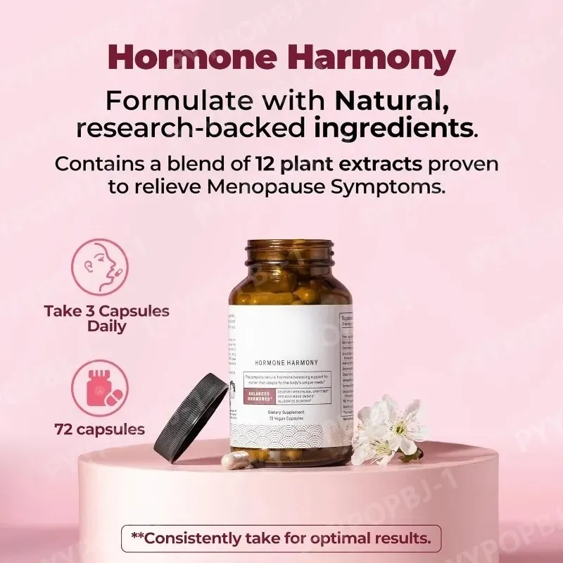 Hormone Harmony Capsules with Natural Herbal Supplement Wellness Support for Women Relief Menopause Hormonal Balance 72 Count — image 3