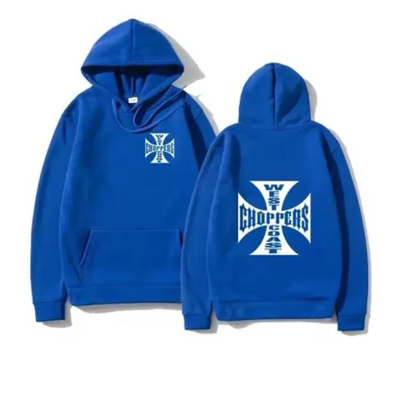 West Coast Iron Cross Choppers imprimé hommes à capuche mode Cool sweat unisexe mode polaire sweat à capuche Streetwear
