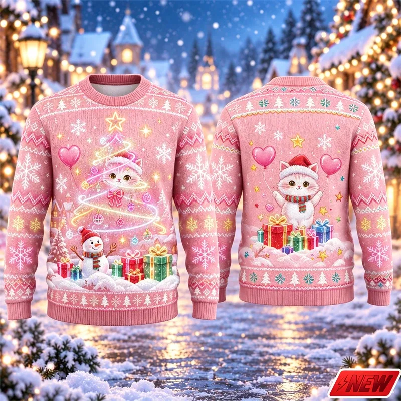 3d Print Christmas Tree Ugly Sweater Men Merry Christmas Trend Crew Neck Sweatshirts Women Neon Snowman Gift Fake Sweater Unisex